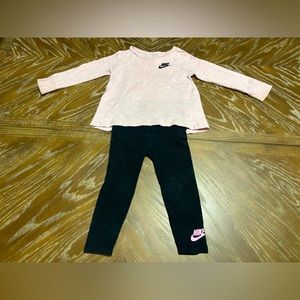 Nike Tunic with Leggings - Pink and Black - Size 24 months